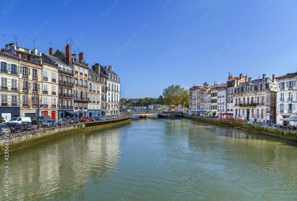 Nive river embankment in Bayonne, France