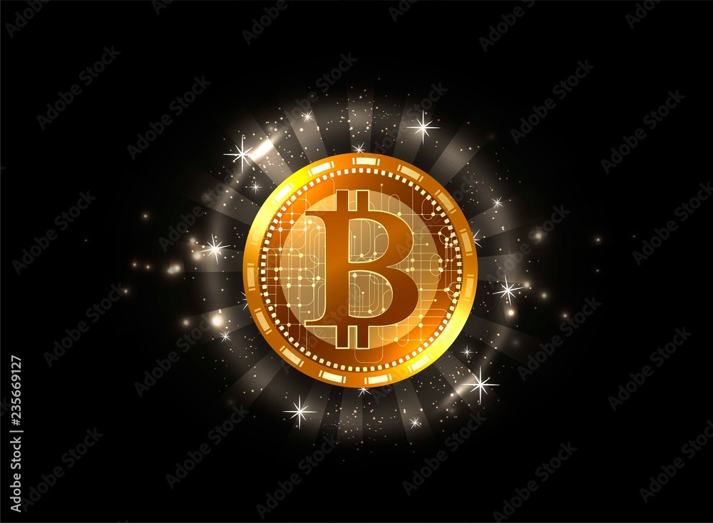 Fototapeta premium Futuristic digital background with bitcoin. Technology network concept.