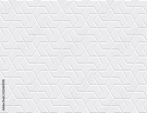 White horizontal seamless tiles texture. Modern volumetric pattern. Vector illustration