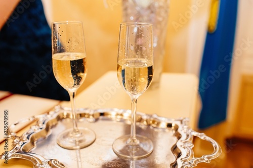 glasses of champagne on table