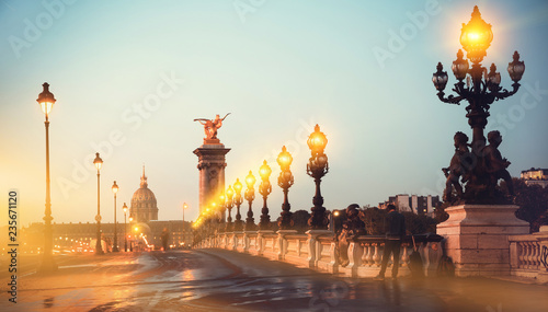 Hotel of Invalides from bridge of Alexandre III in early morning © JackF