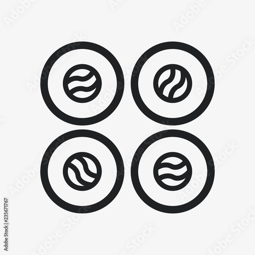 Japan Food Sushi Roll. Nori, Rice and Fish Asian Cuisine. Flat Line Stroke Icon Pictogram
