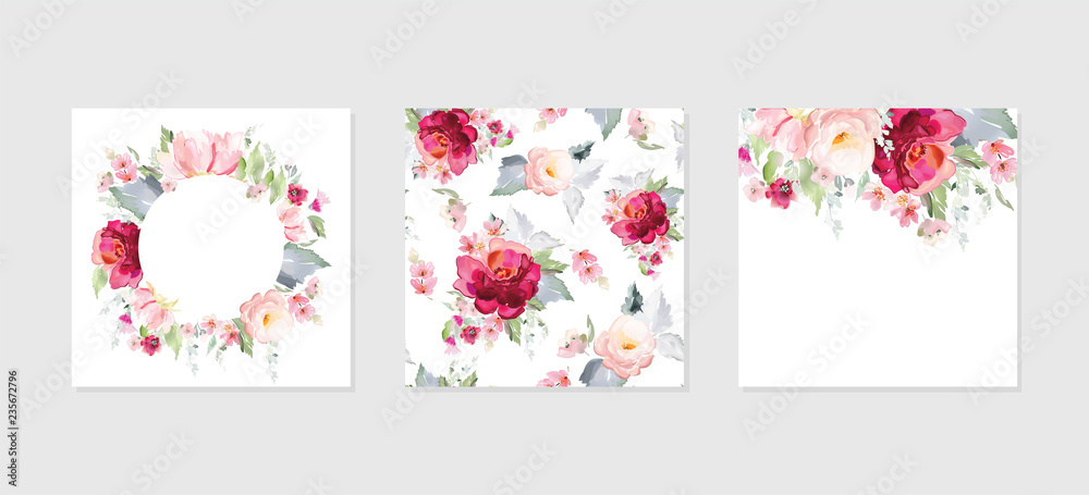 Set of vector floral elements and flowers in watercolor style for cards and wedding invitations. Set of vector floral elements and flowers in watercolor style for cards and wedding invitations.