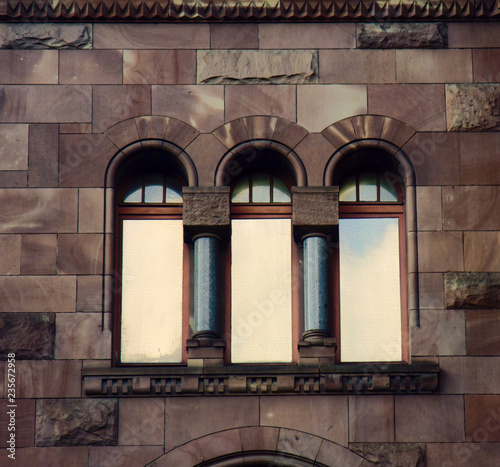 Framed window in medieval and classical architecture photo