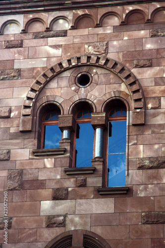 Framed window in medieval and classical architecture photo