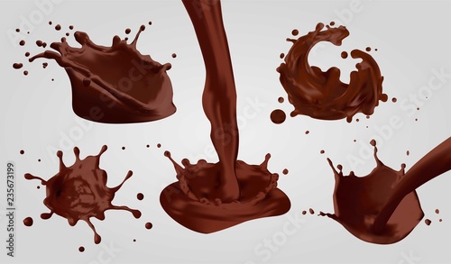 Vector set of chocolate splashes.