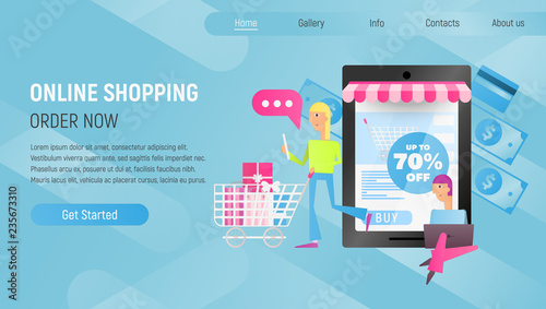 Online Shopping Landing Page Blue Gradient