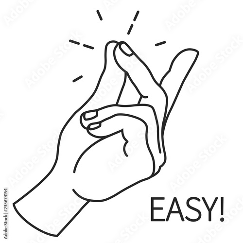 Finger Snapping Outlin, Hand Gesture. Easy Concept expression illustration.