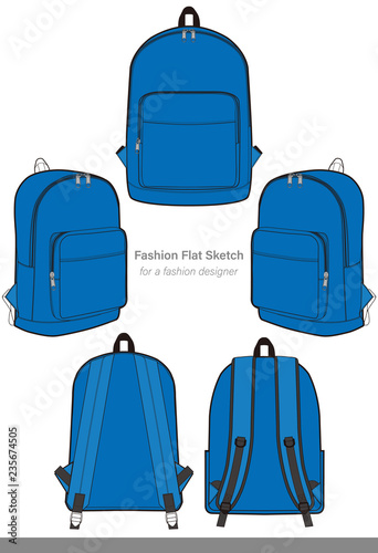 Backpack design illustration flat sketches template