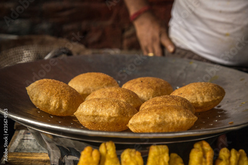 Puri Bhaji being sold at a food stall at Chandani chawk, Delhi
