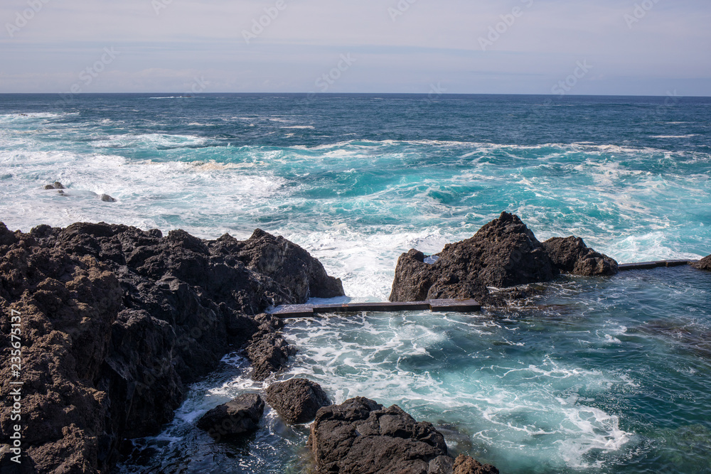 Coastline in Porto Moniz on Madeira Island. Portugal Coastline in Porto Moniz on Madeira Island. Portugal