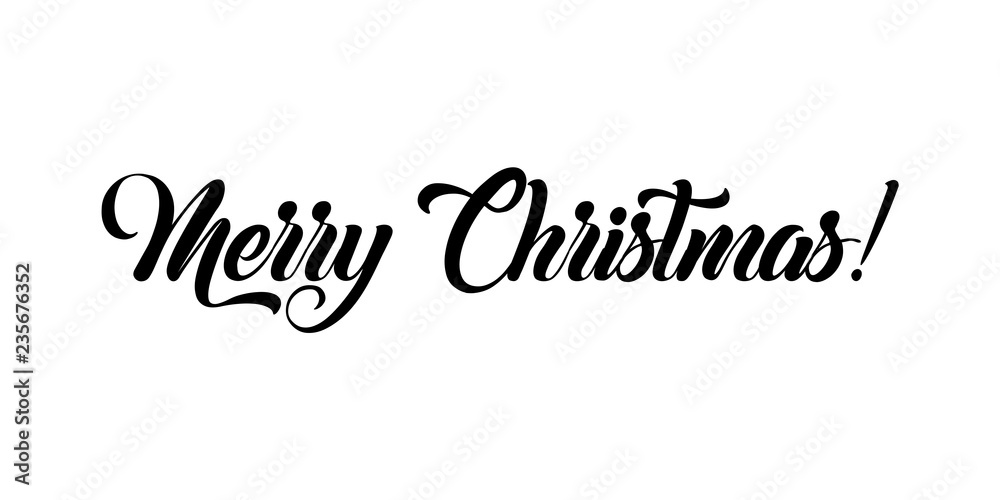 Fototapeta premium Merry Christmas lettering, vector illustration. Christmas greeting card text