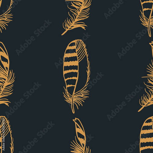 Принти на полотні Mockingjay feather seamless pattern hand drawn sketch