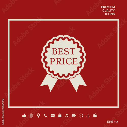 Best Price label icon with ribbons. Graphic elements for your design