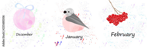 watercolor calendar for winter
