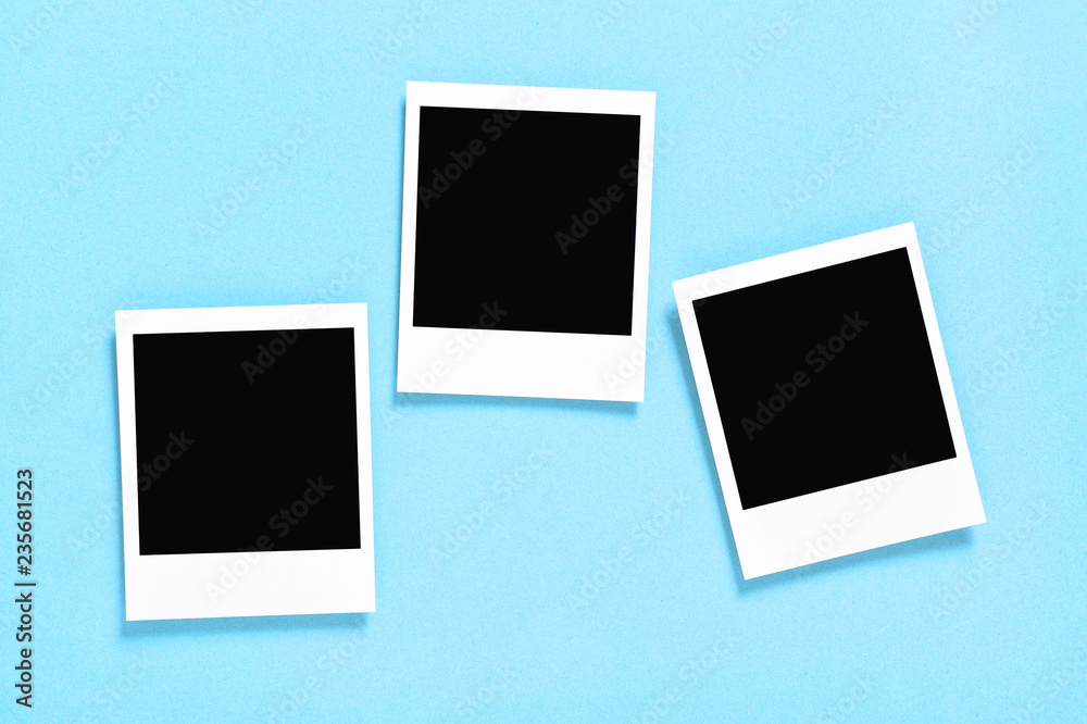 Retro style photo frames blue background - obrazy, fototapety, plakaty 