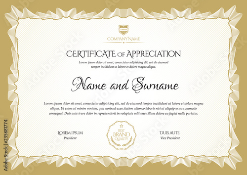 Certificate template. Diploma of modern design or gift certificate.