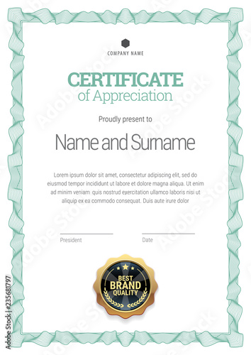 Certificate template. Diploma of modern design or gift certificate.