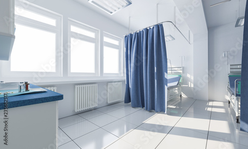 Empty Hospital Room in Daylight 3d rendering