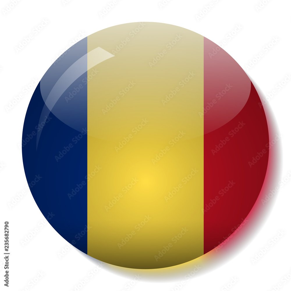 Romanian flag glass button vector illustration Romanian flag glass button vector illustration