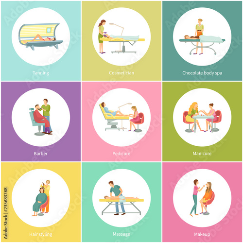 Makeup and Visagiste Depilation Icons Set Vector