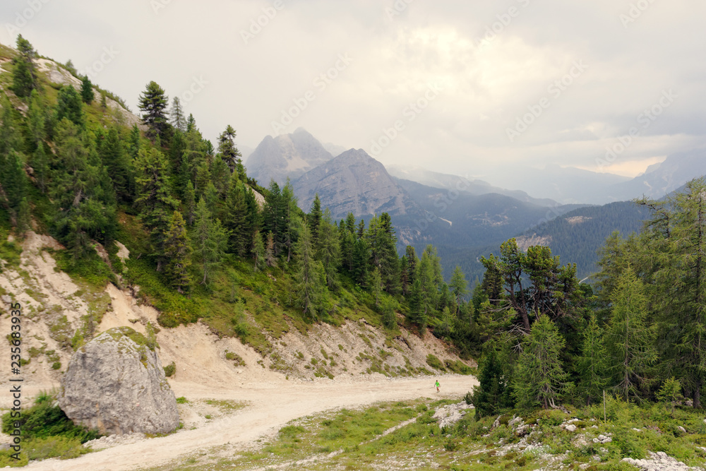 Beautiful Dolomite Mountains near Misurina Mountain Lake.