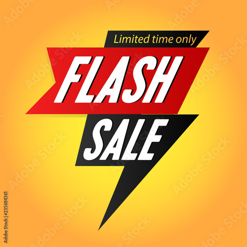 flash Sale banner template with thunder and lighting yellow. vector illustration. flyer poster for marketing and business purpose.