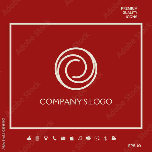 Logotype - two spirals in circle - a flower bud, camera aperture - a symbol of interaction, new ideas, development, enlightenment and wisdom.