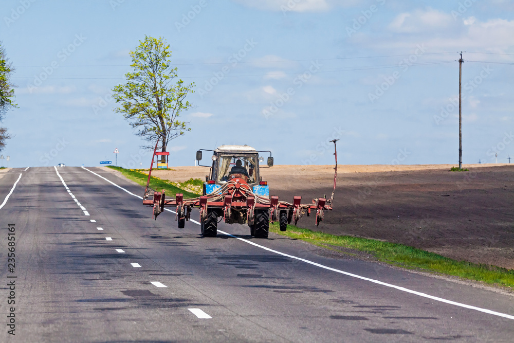 Tractor on the country road