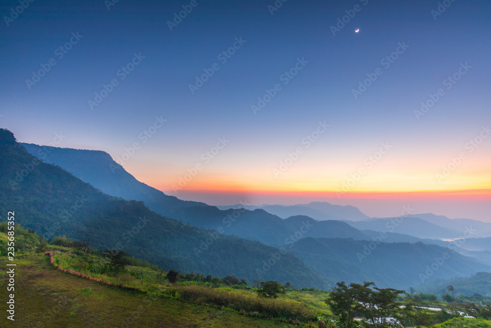 Beautiful sunrise on the high mountain in Khao-Kho, Thailand. Beautiful sunrise on the high mountain in Khao-Kho, Thailand.