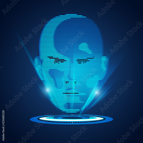 concept of biometric, digital Face Scanning, human face combined with electronic board