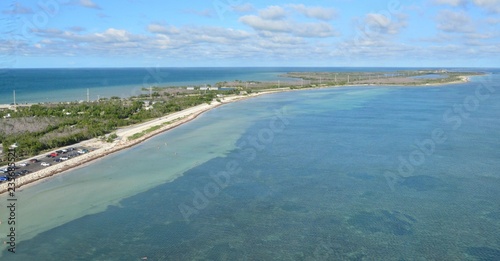 Looking at he Florida keys from a Helicopter
