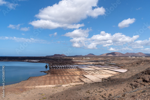 Salt flats at Salinas de Janubio  Lanzarote  Canary Islands  Spain