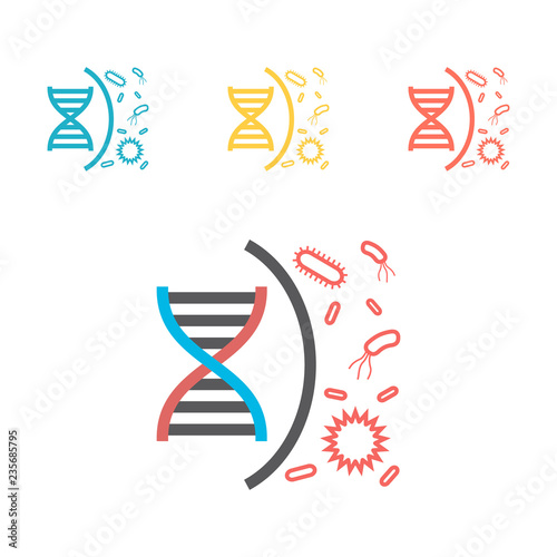 Immunity system line icon. Human immune system vector design. Virus and bacteria illustration