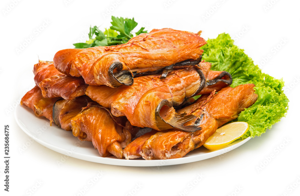 Smoked backs of red fish Smoked backs of red fish
