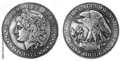 1877 Morgan silver half dollar coin