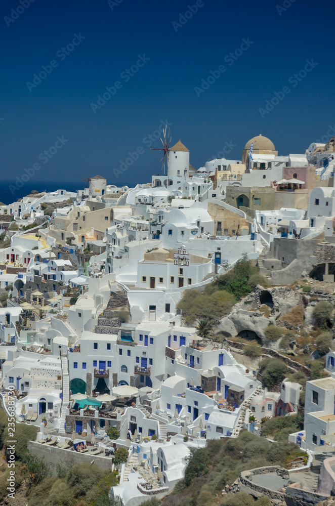 view of the greek city on santorini