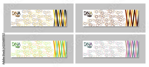 Set of Minimalist medicine design of landing page template with dna colorful background. Vector illustration eps 10.