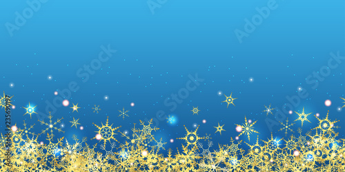 seamless golden snowflakes on colored background