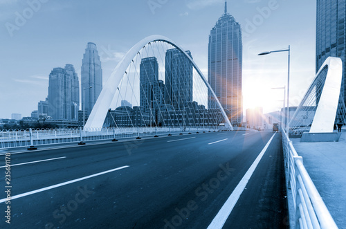 Canvas Print Expressway and Modern Urban Architecture in Tianjin, China