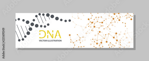 Minimalist medicine design of landing page template with dna colorful gradient background. Vector illustration eps 10.