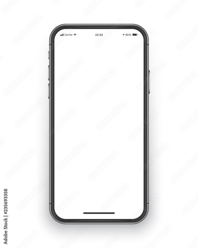 Vettoriale Stock Photo Realistic Frameless Smartphone Screen Vector Mockup  Isolated on White Background for Mobile Application, Web Site, Game,  Presentation UI UX Design Template | Adobe Stock