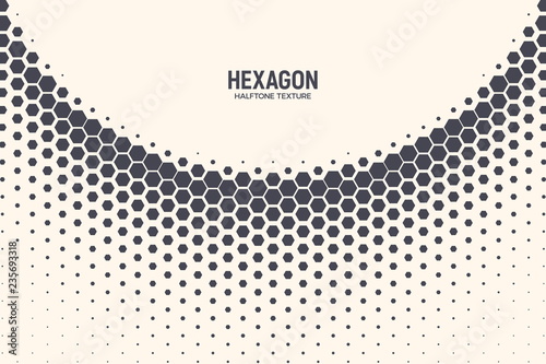 Hexagon Shapes Vector Abstract Geometric Technology Curved Structure Isolated on Light Background. Halftone Hex Retro Simple Pattern. Minimal 80s Style Dynamic Tech Wallpaper