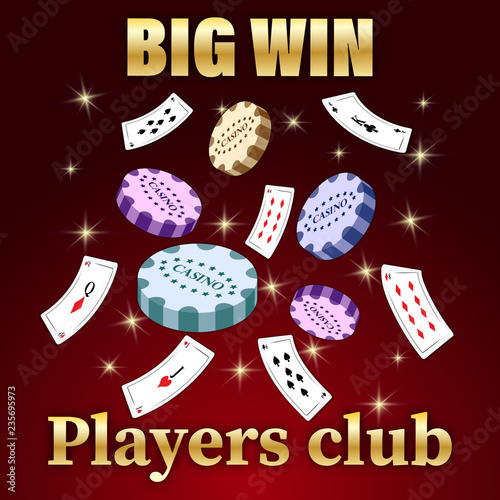 Gaming  banner for online casino, poker, roulette, slot machines, card games.stylish inscription, Big Win