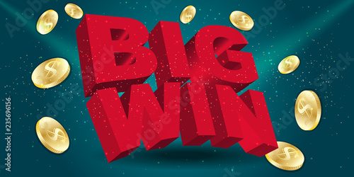 Gaming  banner for online casino, poker, roulette, slot machines, card games. 3d, stylish inscription