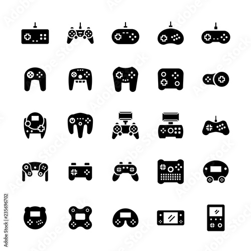 Gamepads icon set in flat style.Vector symbols