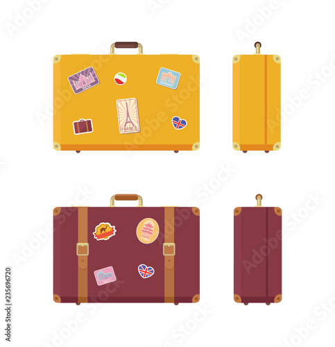 Luggage Journey and Vacation Valises Set Vector