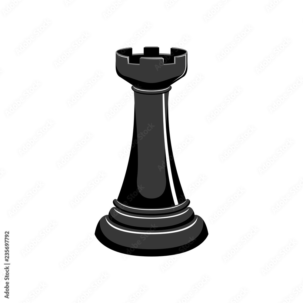 Silhouette of a rook chess piece. Vector illustration design Silhouette of a rook chess piece. Vector illustration design