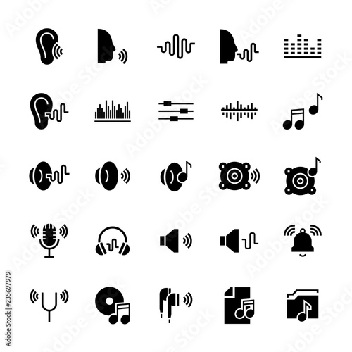 Icon set of acoustics and sound in flat style. Vector symbols. photo