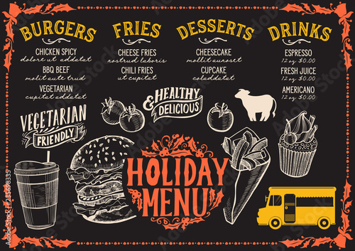 Christmas menu template for food truck.